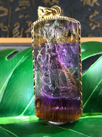 天然紫鈦(黃金鈦)佛像墜
