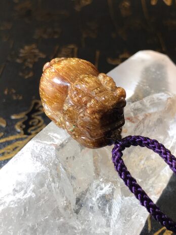 滿絲閃晶光紅銅鈦龍龜(綁繩項鍊款)
