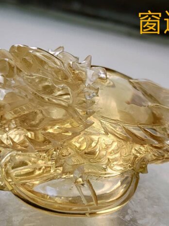 黃水晶精雕金錢龍龜