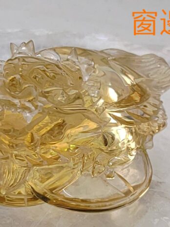 黃水晶精雕金錢龍龜