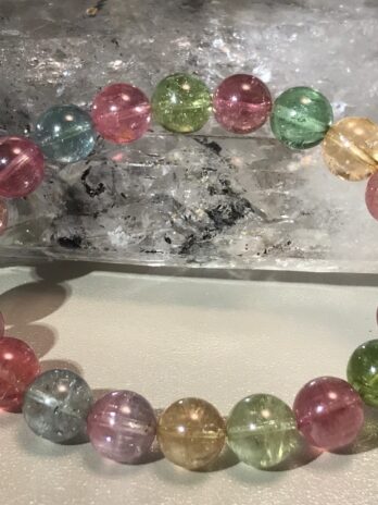 彩虹仙子般的冰玻璃碧璽手珠附鑑定書