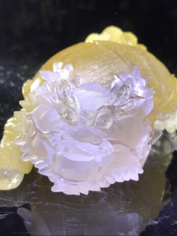 精雕金黃鈦髮晶錢幣龍龜